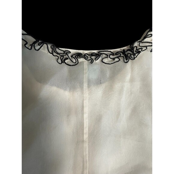 Cynthia Rowley Side-zip Ruffle Blouse Medium Whimsical Fairy Tuxedo Old Money - Picture 5 of 9
